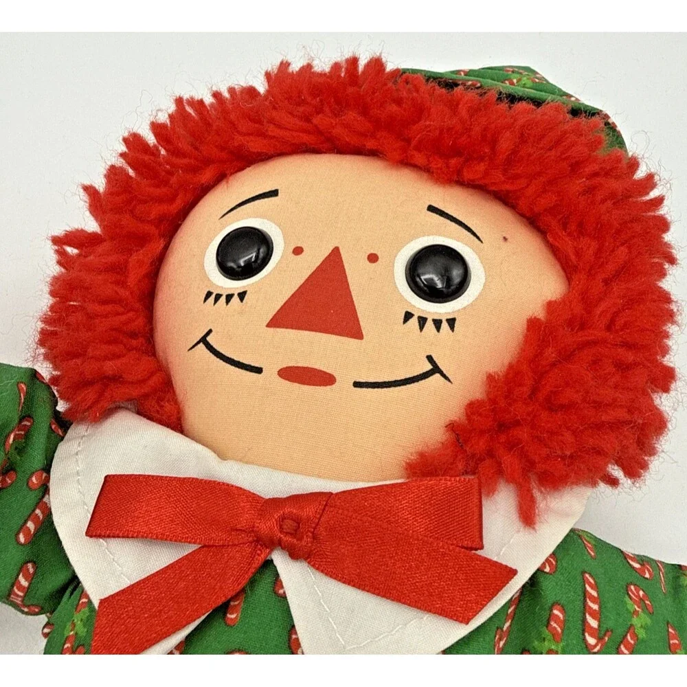 Vintage Playskool RAGGEDY ANN  & ANDY Christmas Theamed Stuffed Plush Dolls 13”